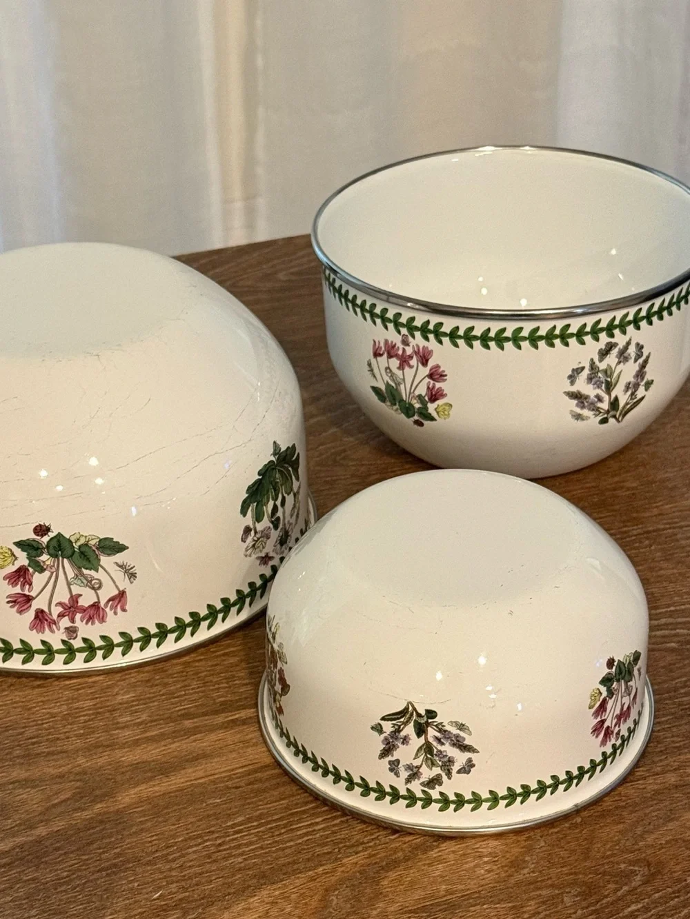 Vintage  Portmeirion Botanic Garden Mixing Bowl Set of 3 Floral 8” 7” 6”
